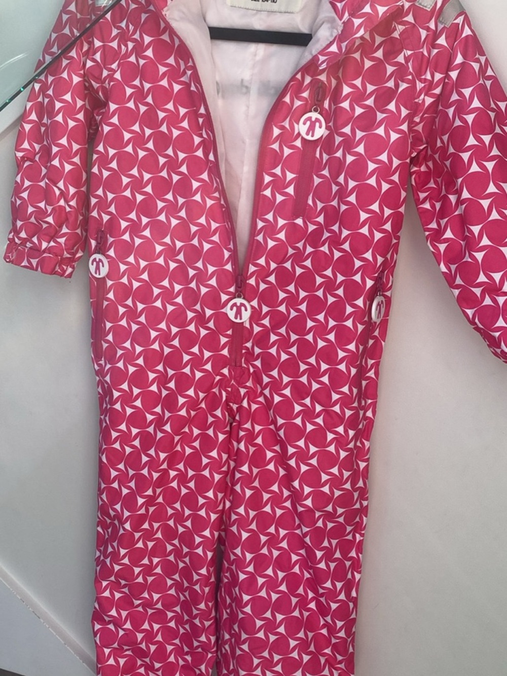 Kids Pink Geometric One-Piece Snowsuit